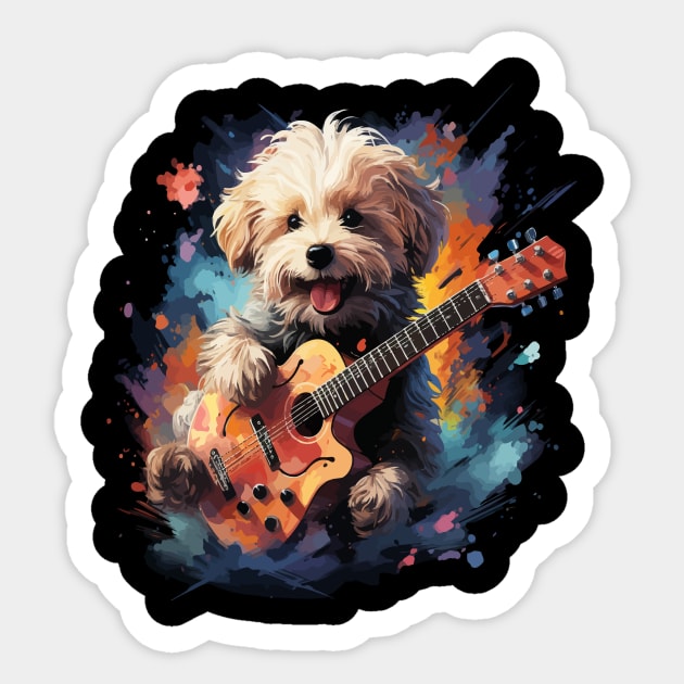 Bichon Frise Playing Guitar Sticker by JH Mart